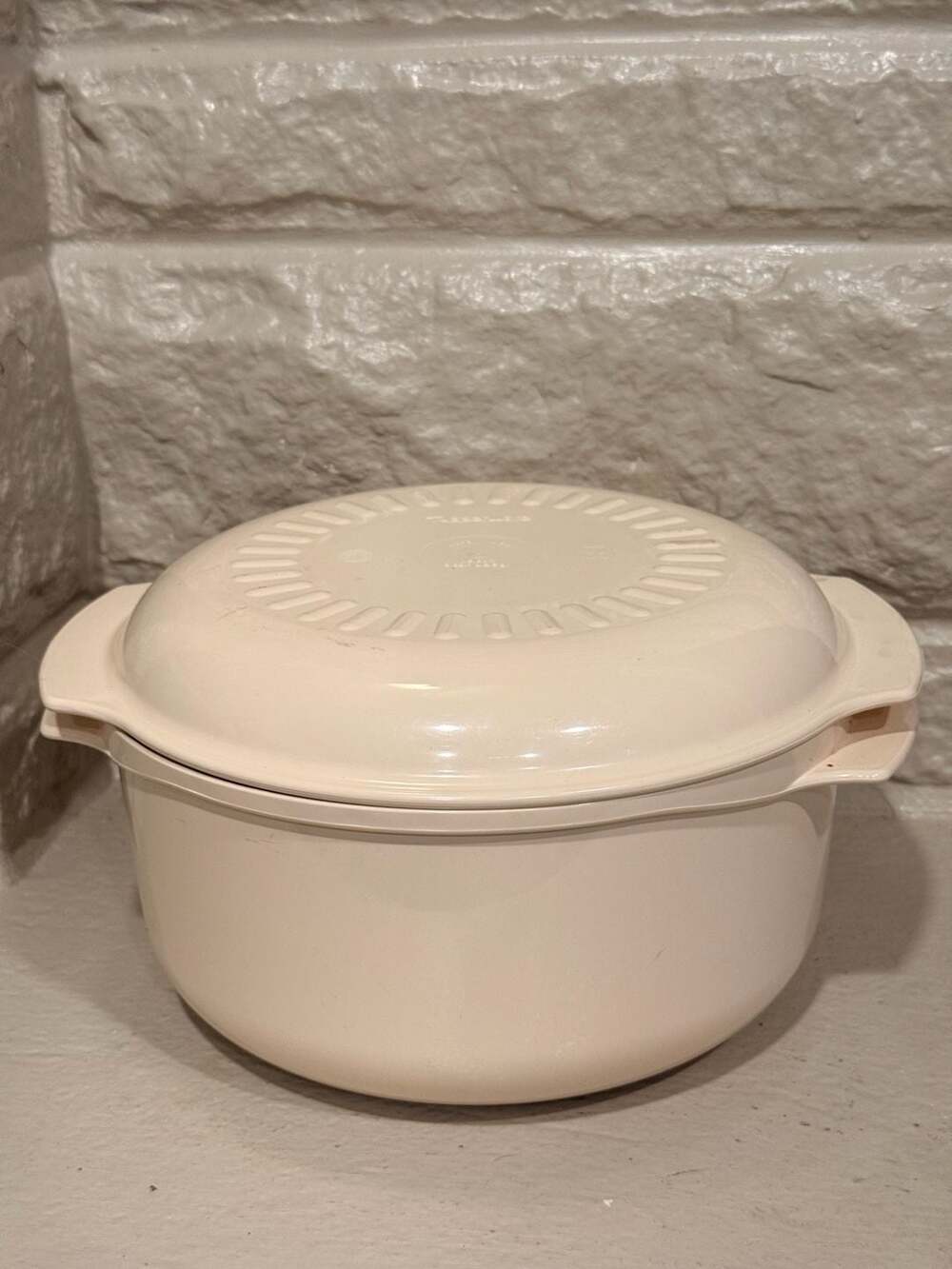 Vintage Tupperware Almond Serving Bowl with Lid
